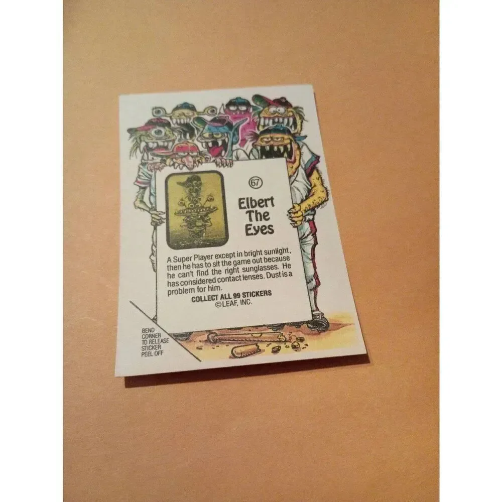 1988 Leaf Awesome All Stars Trading Card 67 Elbert the Eyes Baseball Parody